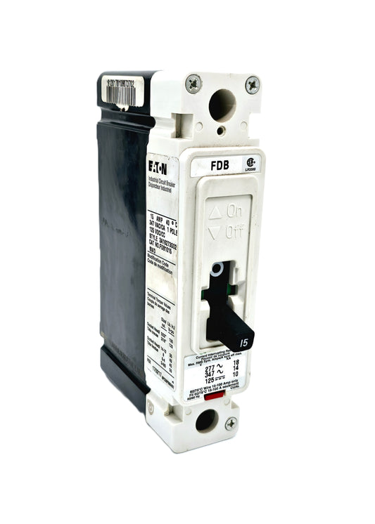 Eaton FDB1015 1-pole, 15 Amp, Series C, FD Frame breaker 277V/347V AC and 125V DC