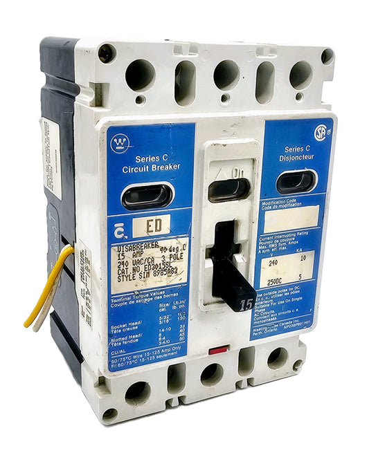 Westinghouse ED3015 Series C 15A 3-Pole Molded Case Circuit Breaker Series C