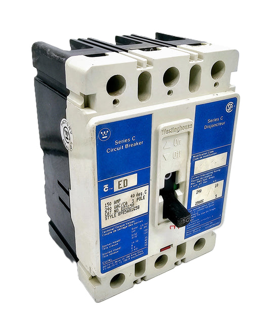 Westinghouse ED3150 is a heavy-duty 3-pole, 150 Amp molded case circuit breaker (MCCB) from the Series C thermal-magnetic trip mechanism.