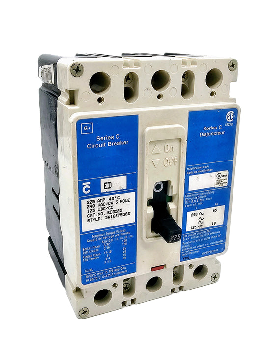 Cutler-Hammer ED3225 Series C Circuit Breaker 225 Amp 3-Pole 240 VAC 125 VDC