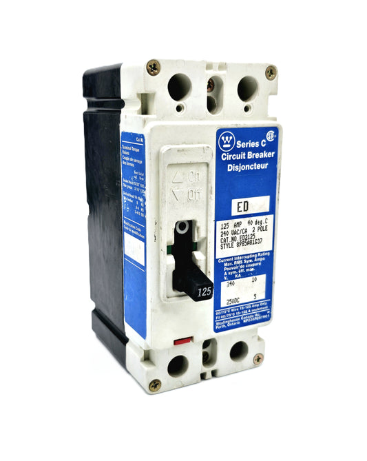 Westinghouse ED2125 Series C Molded Case Circuit Breaker 2-pole 125A  AC and DC circuits