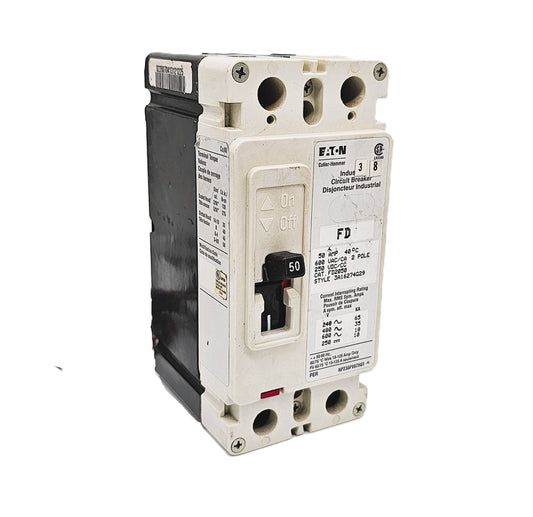 Eaton FD2050 Series C – FD frame 50 Amps 2 Poles 600VAC 250VDC Bolt-On