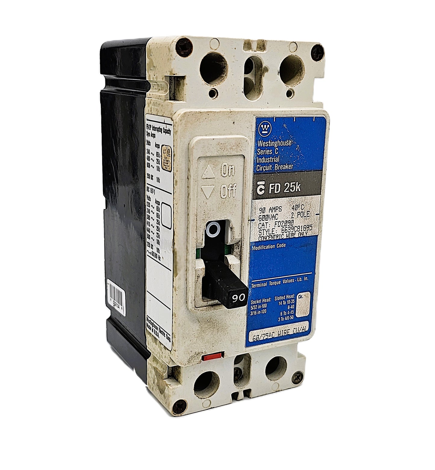 Westinghouse FD2090 Series C – FD 25k 90 Amps 2 Poles 600VAC Bolt-On