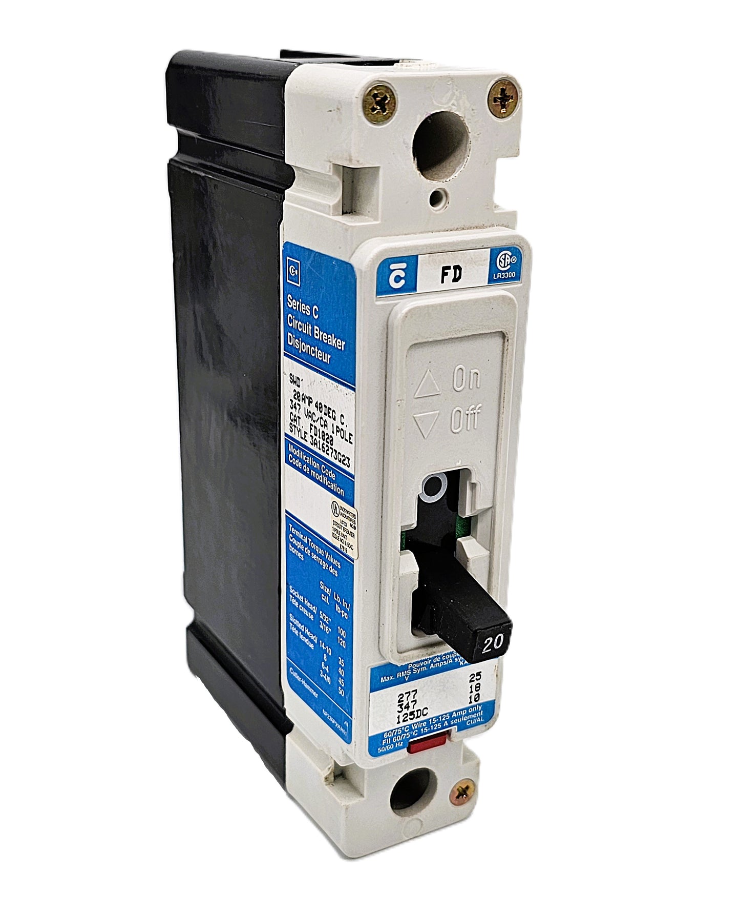 Eaton FD1020 Series C 20Amps single-pole 347VAC 125VDC Bolt-On