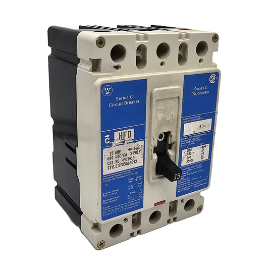 Westinghouse / Cutler-Hammer Series C HFD Circuit Breaker  HFD3015 15 Amps 3-Pole Bolt-On