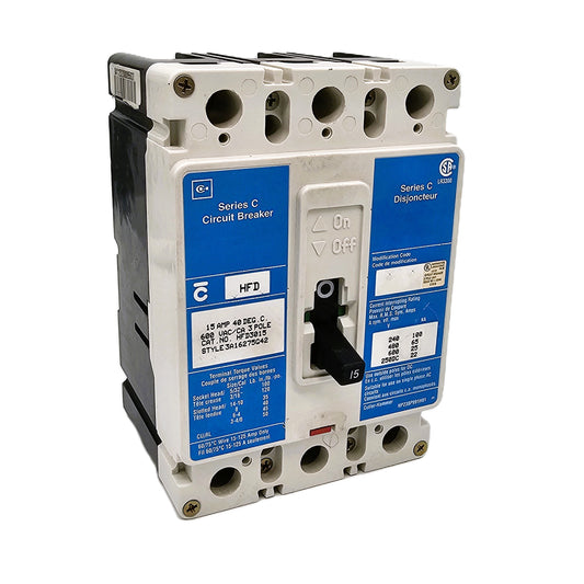 Cutler-Hammer Series C HFD3015 Circuit Breaker  HFD3015 15 Amps 3-Pole 600 VAC