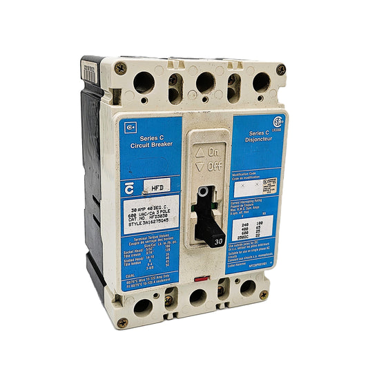 Cutler-Hammer / Eaton HFD3030 Series C Circuit Breaker 30 Amps 3-Pole Bolt-On