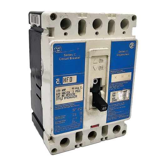 Eaton HFD3150 Circuit Breaker 150Amps 3-Pole Bolt-On 600 VAC 250VDC