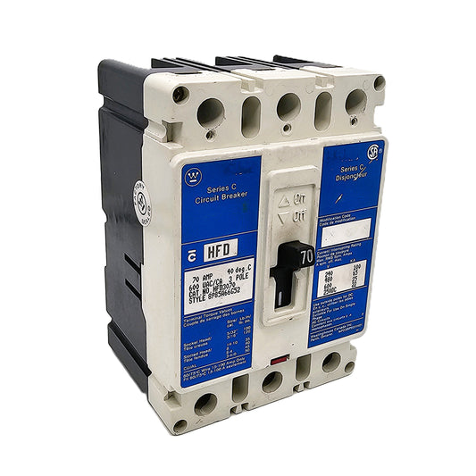 Eaton HFD3070 Circuit Breaker 70 Amps 3-Pole  Bolt-On 600VAC 250VDC
