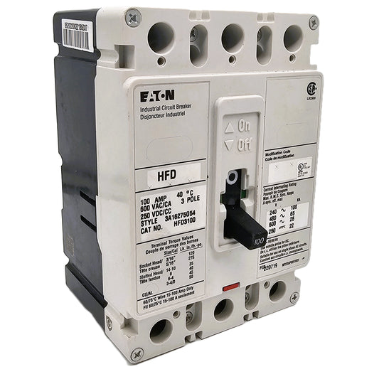 Eaton (Industrial / Cutler-Hammer Series C) HFD3100 Circuit Breaker 100Amps 3-Pole Bolt-On
