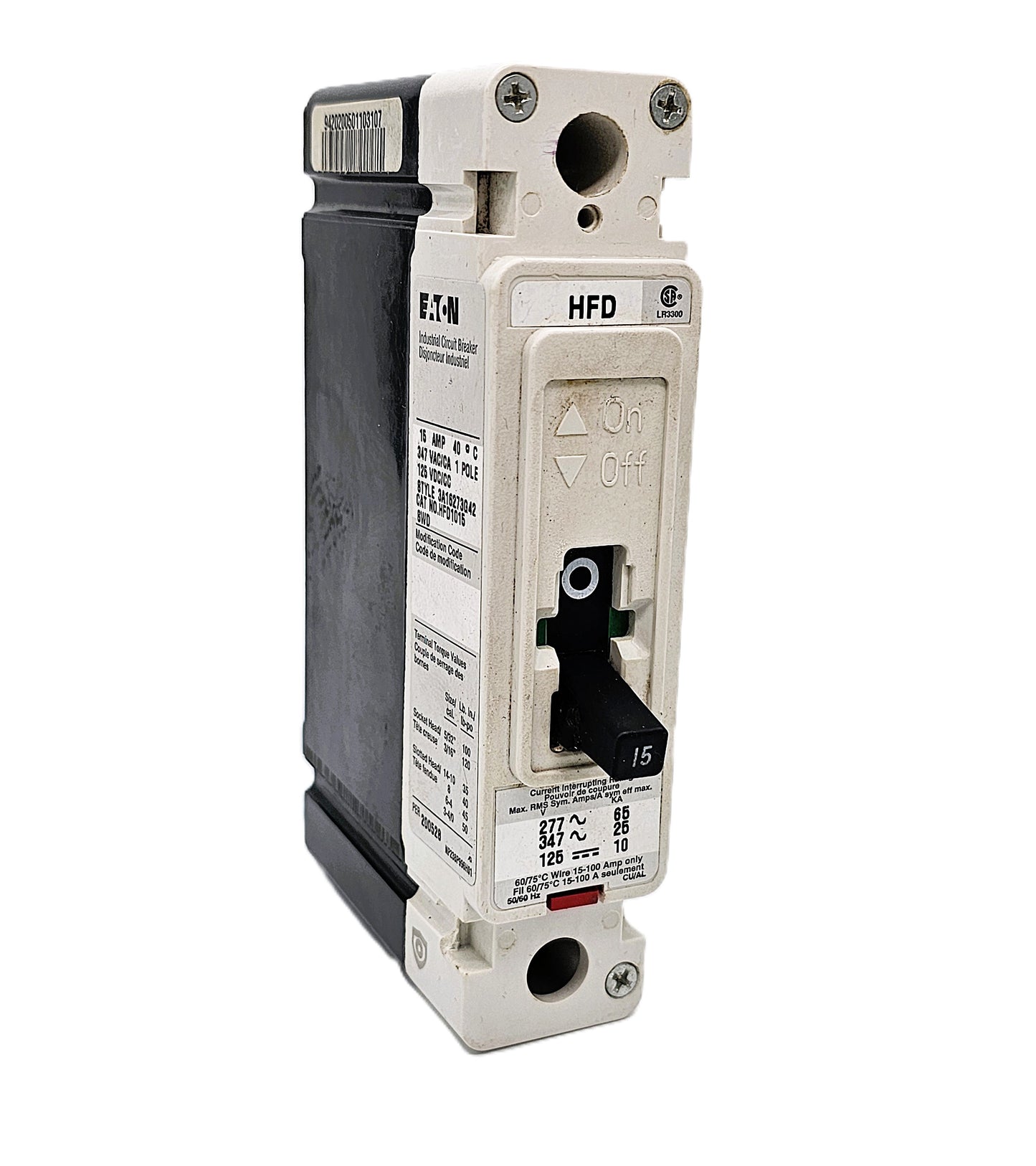 Eaton HFD1015 Circuit Breaker 15Amps 1-Pole Bolt-On