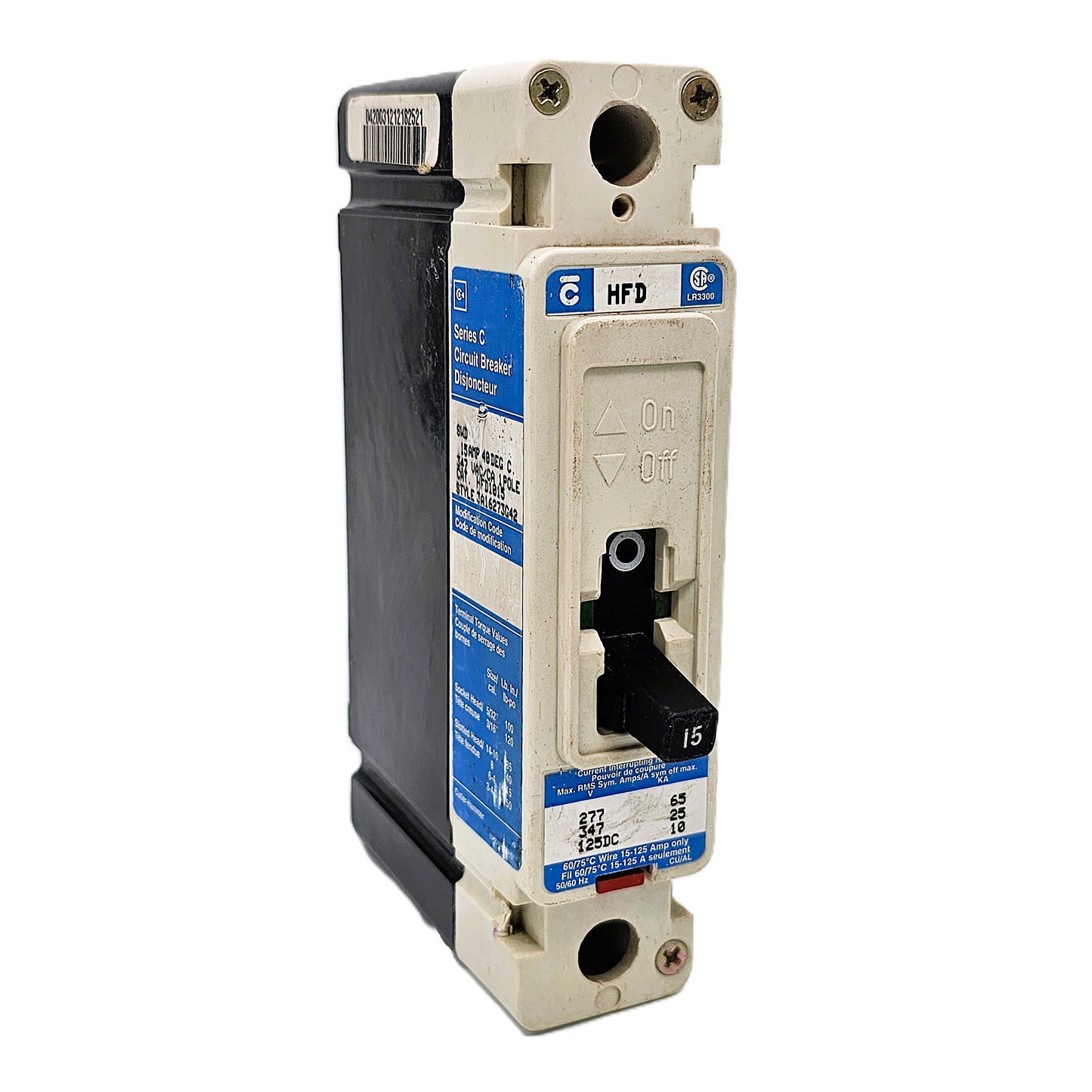 Eaton Cutler-Hammer HFD1015 Circuit Breaker 15Amps 1-Pole Bolt-On