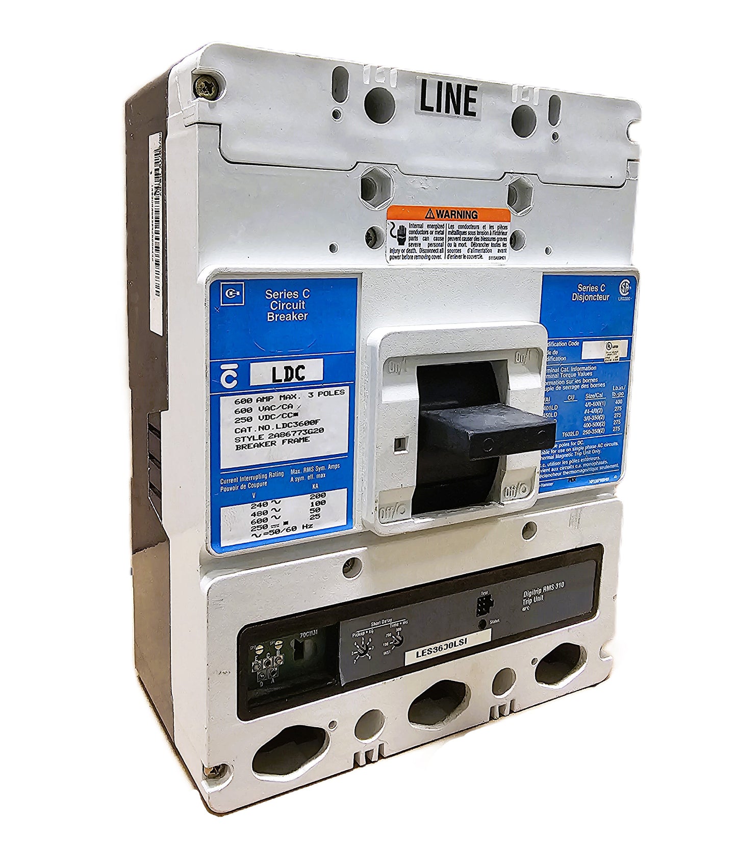 Eaton LDC3600F Circuit Breaker 600Amps 600VAC 3-poles Bolt-On