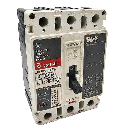 Westinghouse HMCP150U4 Motor Circuit Protector 100Amps 3-Pole 600VAC Bolt-On