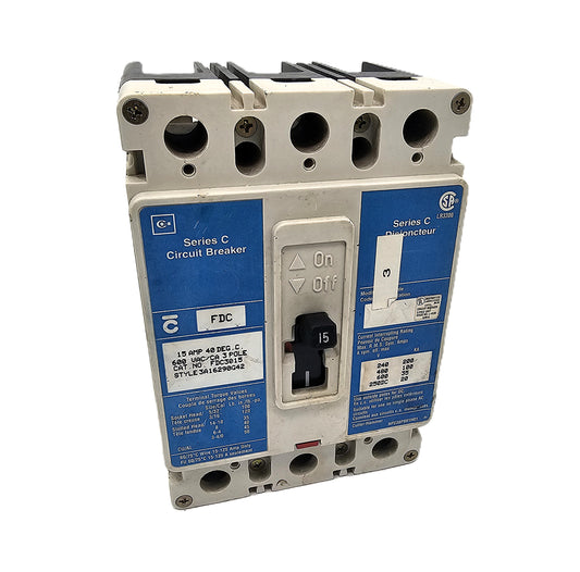 Eaton FDC3015 Series C Molded Case Circuit Breaker 15Amps 3-Pole 600VAC Bolt-On