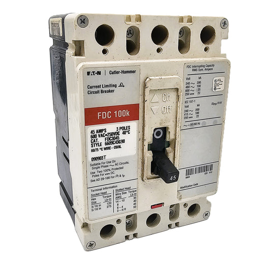 Eaton FDC3045 Cutler-Hammer Series C Current Limiting Circuit Breaker 45Amps 3-Pole Bolt-On