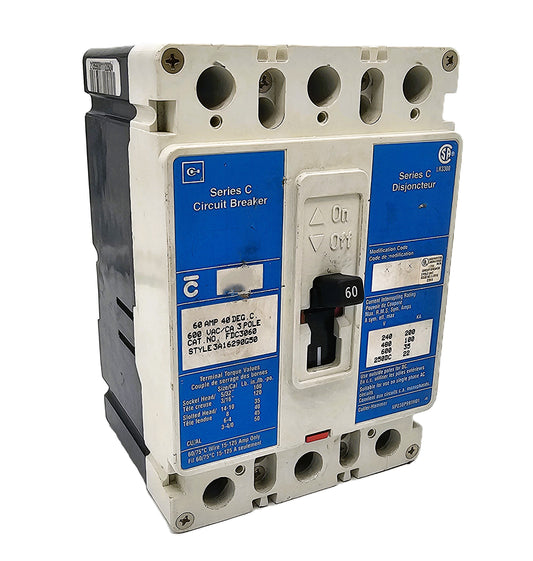 Eaton FDC3060 Series C Circuit Breaker 60Amps 3-Pole 600VAC Bolt-On