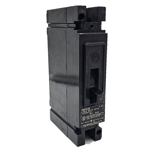 Westinghouse FB1030 Molded Case Circuit Breaker 1-Pole 30Amps 240VAC 125VDC Bolt-On