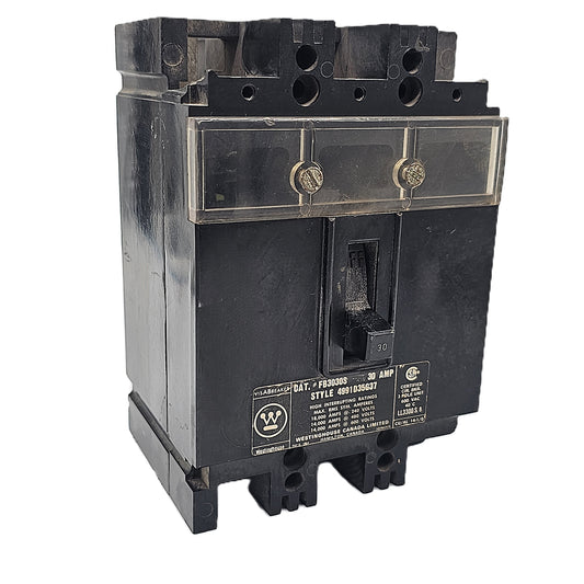Westinghouse FB3030S Molded Case Circuit Breaker 3-Poles 30Amps 600VAC Bolt-On