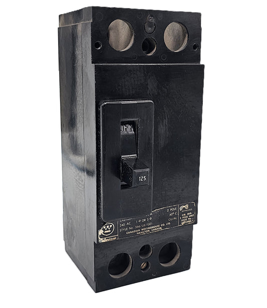Westinghouse CA2125 Molded Case Circuit Breaker 2-Poles 125Amps Bolt-On