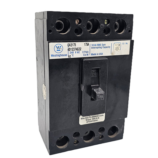 Westinghouse CA3175 Molded Case Circuit Breaker 3-Poles 175Amps 240 VAC Bolt-On
