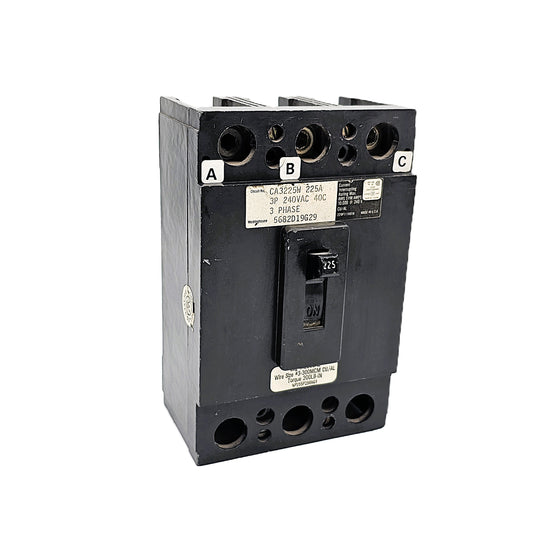 Westinghouse CA3225 Molded Case Circuit Breaker 3-Poles 225Amps 240 VAC Bolt-On