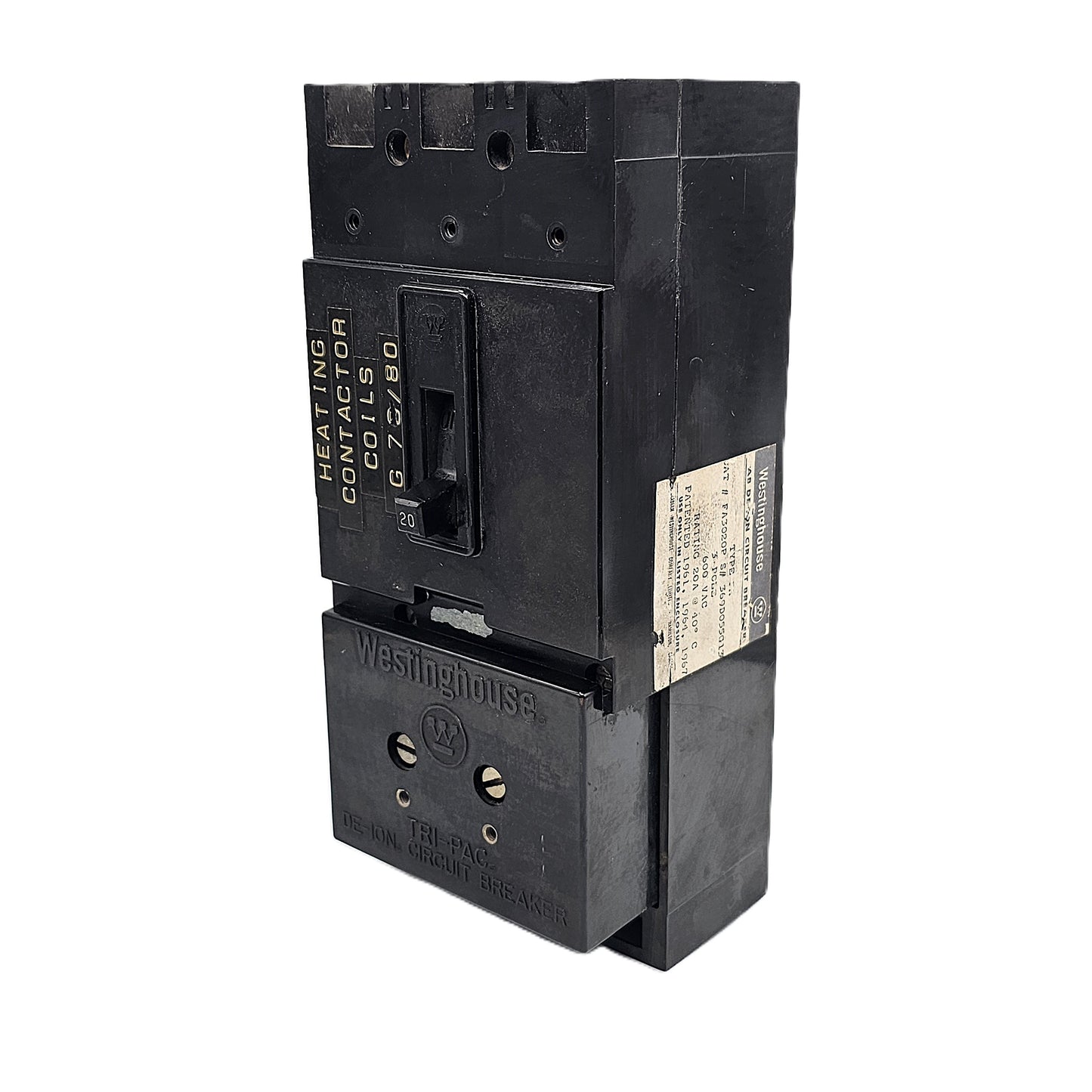 Westinghouse FB3020PL Circuit Breaker 3-Poles 20Amps 600VAC Bolt-On
