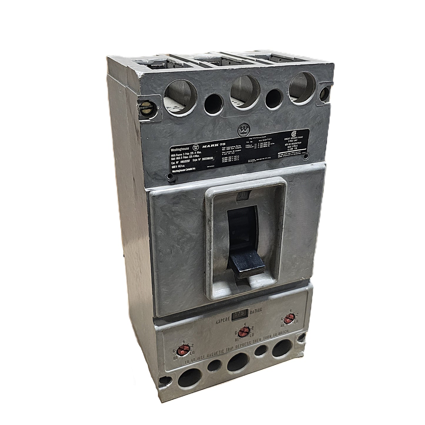 Westinghouse HKA3225F Circuit Breaker 3-Poles 225Amps Bolt-On