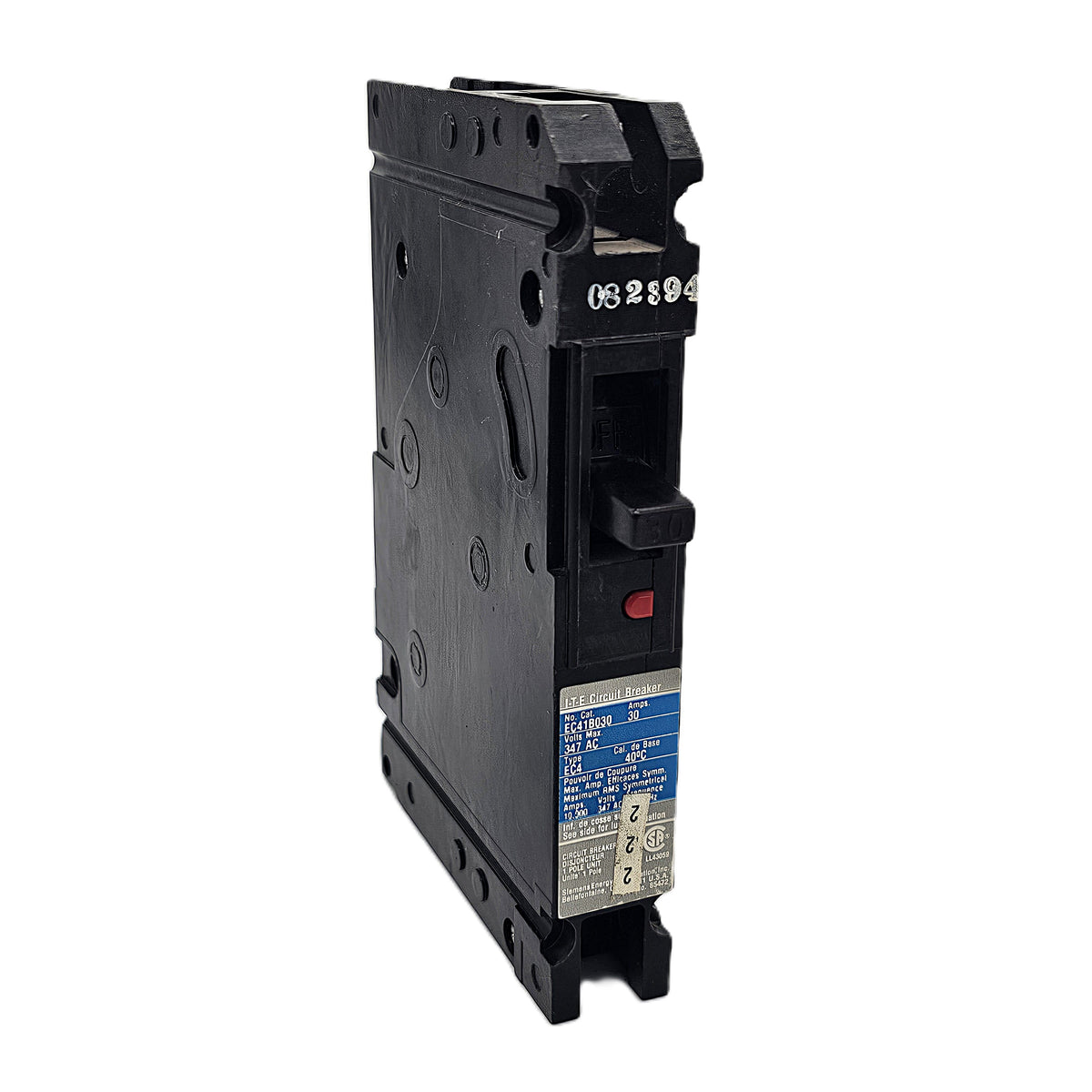 Siemens EC41B020 Circuit Breaker 1-Pole, 30 Amp, 120/240V AC, 10kAIC, Bolt-On