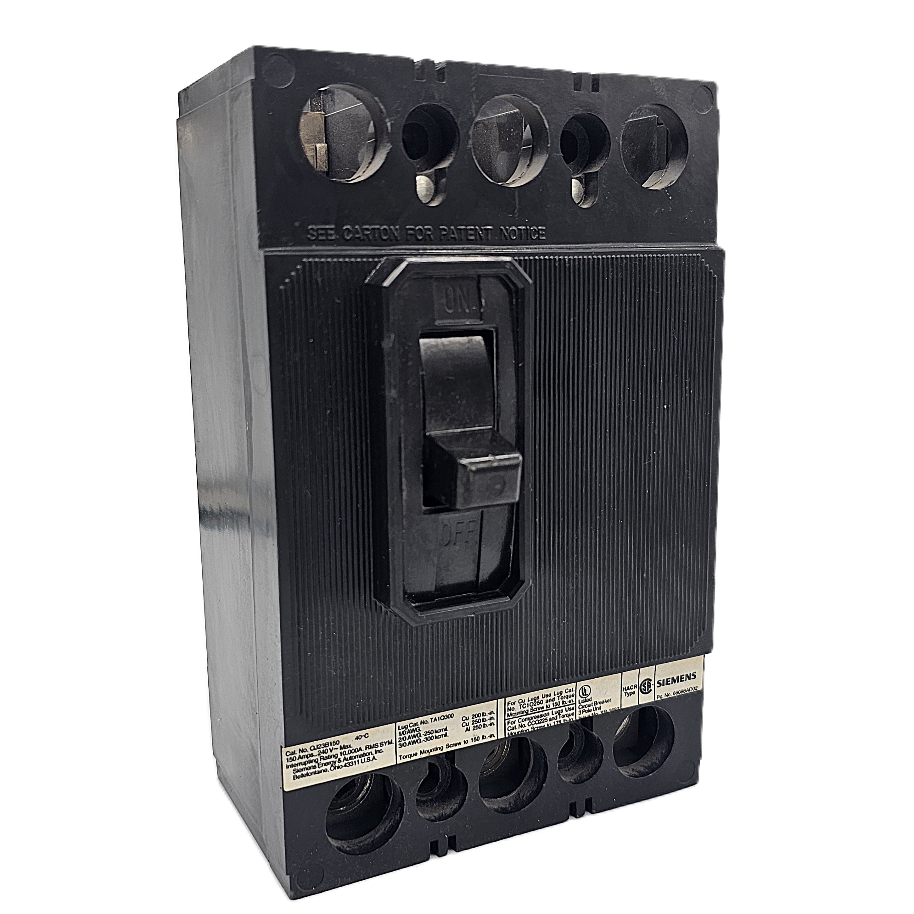 Siemens ED63B100 Circuit Breaker 3-Pole, 100 Amp, 600V AC, Bolt-On, ED ...
