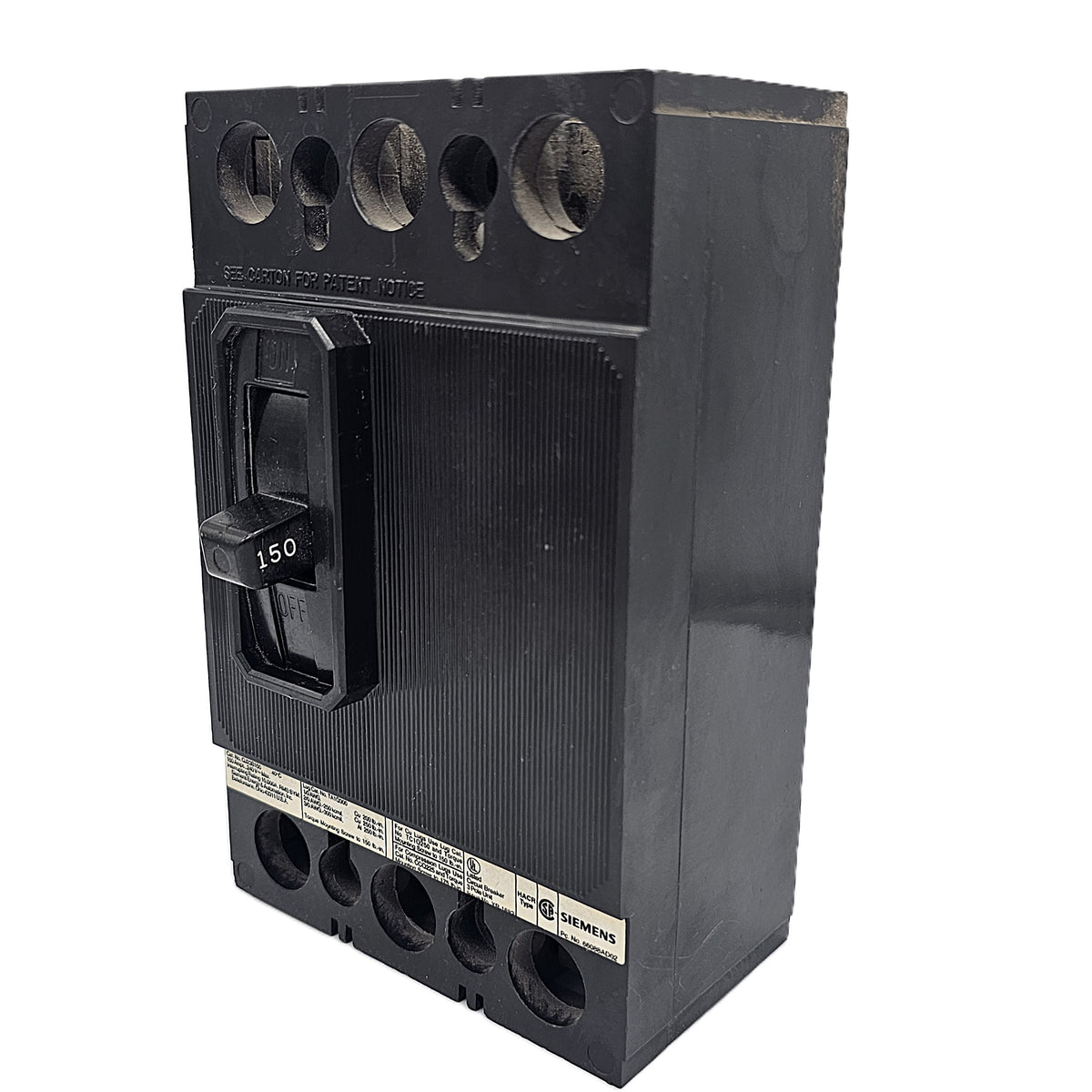 Siemens QJ238150 Circuit Breaker 3-Pole, 150 Amp, 600V AC, Bolt-On, ED6 Frame