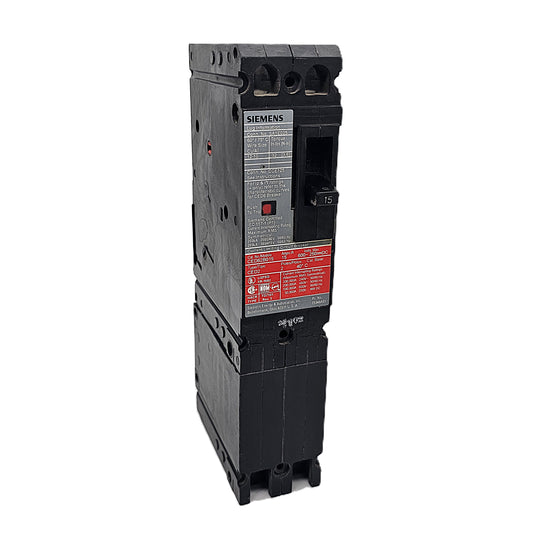 Siemens CED62B015 Circuit Breaker 2-Pole, 15 Amp, 600V AC/DC, Bolt-On, CED6 Frame, Current-Limiting)