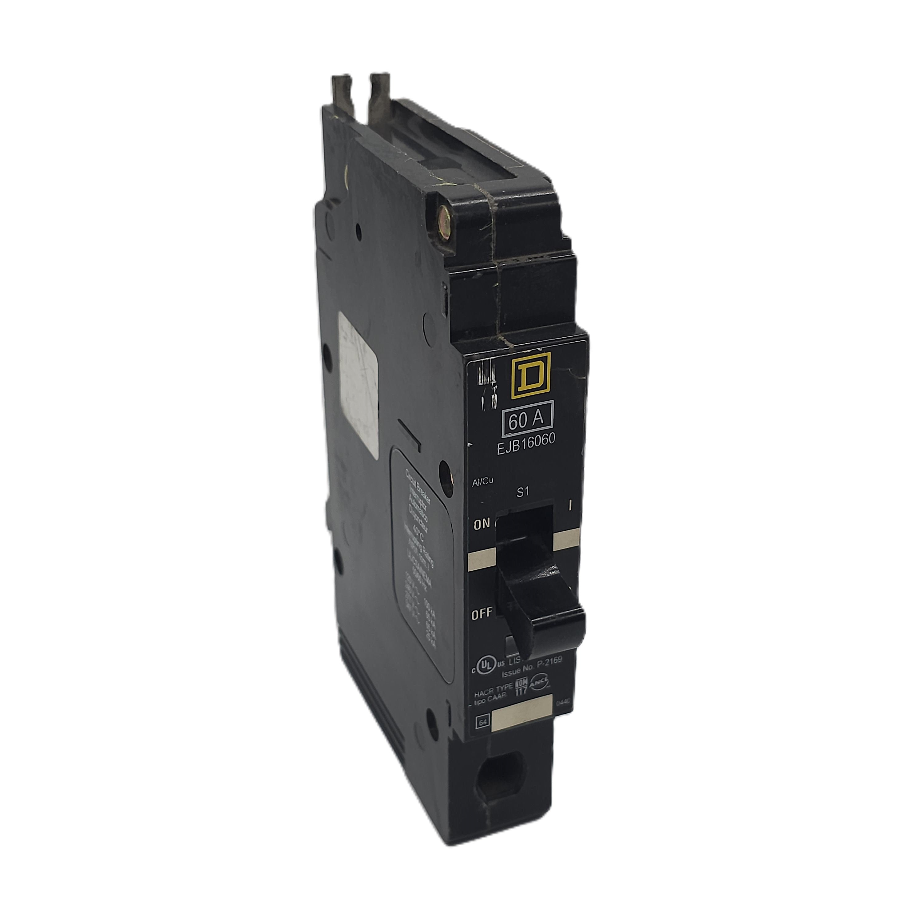 Square D EJB16060 Circuit Breaker 1-Pole, 60 Amp, 277V AC, Bolt-On, EJ ...