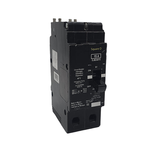Square D EJB24015 Circuit Breaker 2-Pole, 15 Amp, 240V AC / 480Y/277V AC, Bolt-On, EJB Frame