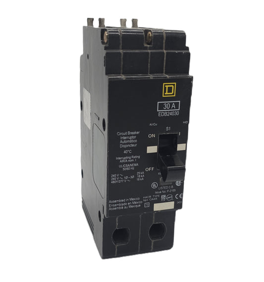 Square D EDB24030 Circuit Breaker 2-Pole, 30 Amp, 240V AC / 480Y/277V AC, Bolt-On, EDB Frame
