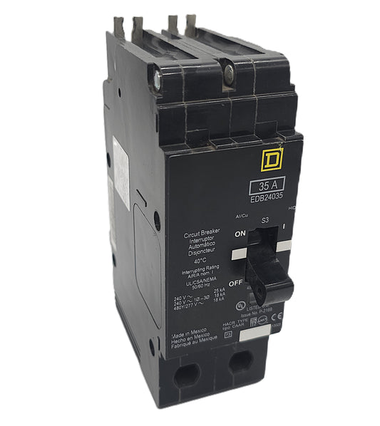 Square D EDB24035 Circuit Breaker 2-Pole, 35 Amp, 240V AC / 480Y/277V AC, Bolt-On, EDB Frame
