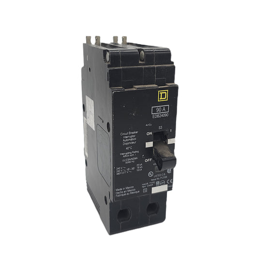 Square D EDB24090 Circuit Breaker 2-Pole, 90 Amp, 240V AC / 480Y/277V AC, Bolt-On, EDB Frame
