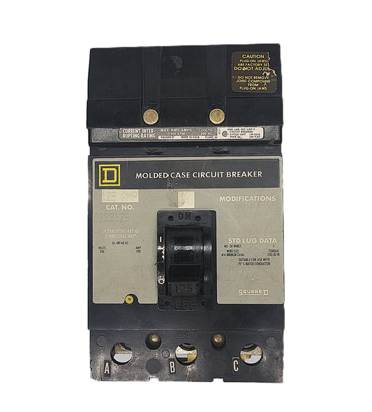Square D Q232125 Circuit Breaker 3-Pole, 125 Amp, 240V AC, Plug-On, Q2 Frame
