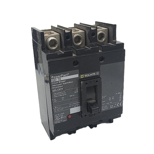 Square D QDL32070 Circuit Breaker 3-Pole, 70 Amp, 240V AC, 25kAIC, Thermal Magnetic, PowerPact QD Series, Lug-In/Lug-Out