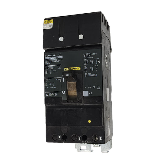 Square D FI32020 Circuit Breaker 20 Amp, 3-Pole, 600V AC, FA Frame, Bolt-On, Thermal Magnetic