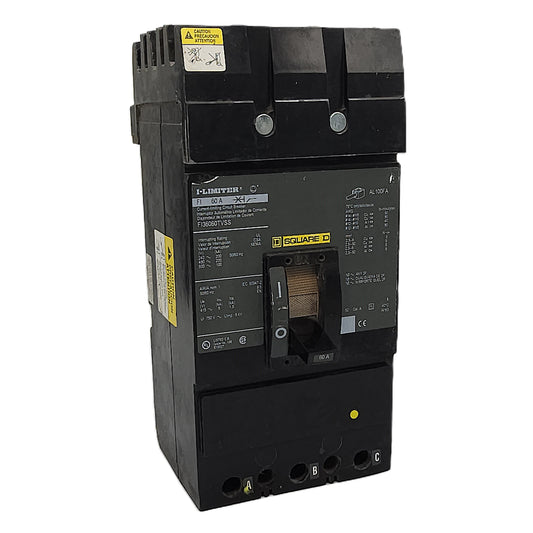 Square D FI36060TVSS Circuit Breaker 3-Pole, 60 Amp, 600V AC, Thermal Magnetic, Bolt-On, I-Limiter Series