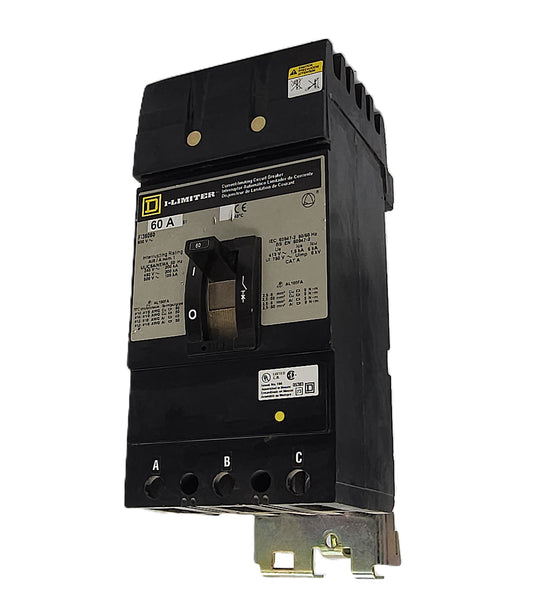 Square D I-Limiter FI36060 Circuit Breaker 3-Pole, 60 Amp, 600V AC, Thermal Magnetic, Current Limiting, Bolt-On Mount