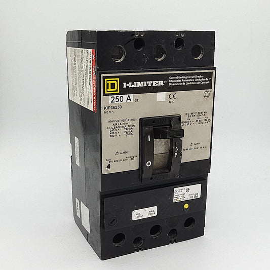 Square D KIP36250 I-Limiter Circuit Breaker 3-Pole, 250 Amp, 600V AC, Thermal Magnetic, KIP Frame, Current-Limiting, Bolt-On