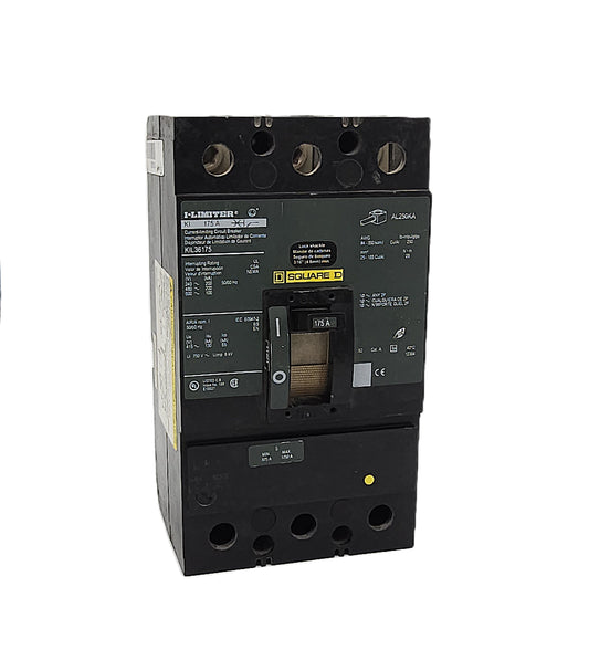 Square D KIL36175 I-Limiter Circuit Breaker 3-Pole, 175 Amp, 600V AC, Bolt-On, Thermal Magnetic, KJL Frame, High Interrupting Capacity