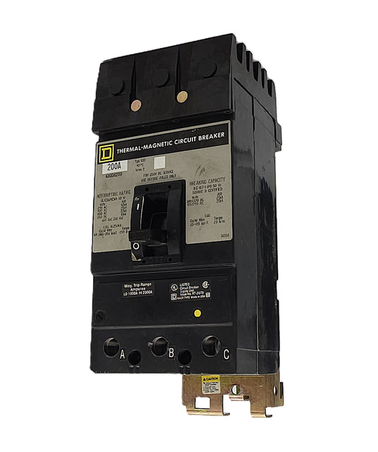 Square D KAL36200 Thermal-Magnetic Circuit Breaker 3-Pole, 200 Amp, 600V AC, Bolt-On, KAL Frame, Industrial Use