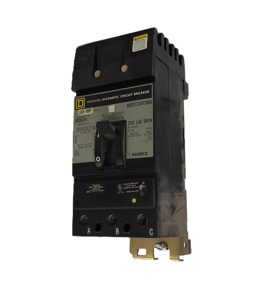 Square D KA36150 Circuit Breaker 3-Pole, 150 Amp, 600V AC / 250V DC, Bolt-On, KA Frame, Thermal-Magnetic Trip
