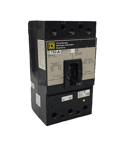 Square D KHP36150 Circuit Breaker (3-Pole, 150 Amp, 600V AC / 250V DC, Plug-On, KAL Frame