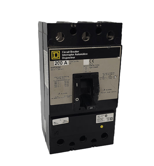 Square D KHP36250 Circuit Breaker 3-Pole, 200 Amp, 600V AC / 250V DC, Plug-On, KAL Frame