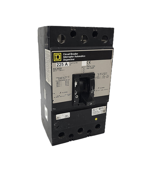 Square D KAL36225 Circuit Breaker – Molded Case, Thermal Magnetic 3-Pole, 225 Amp, 600V AC / 250V DC, Bolt-On, KAL Frame