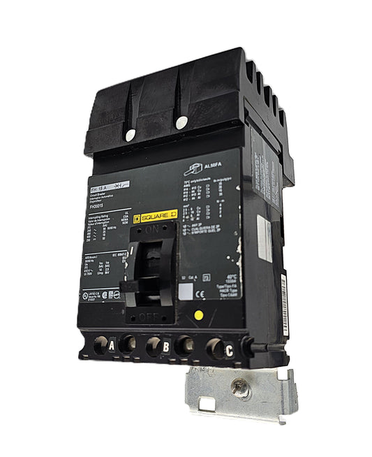 Square D FH36015 Circuit Breaker – Thermal Magnetic 3-Pole, 15 Amp, 600V AC / 250V DC, Bolt-On, FH Frame